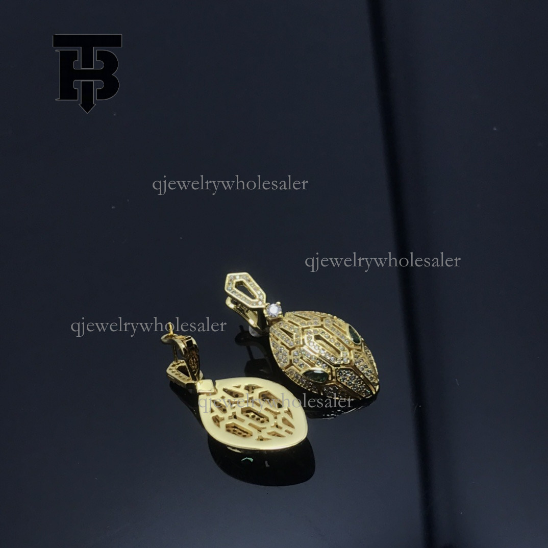 TB BHULAMTE Designer Earrings European And American New Trendy Women's Snakehead Full Diamond Earrings High Luxury Jewelry Fashion Gift