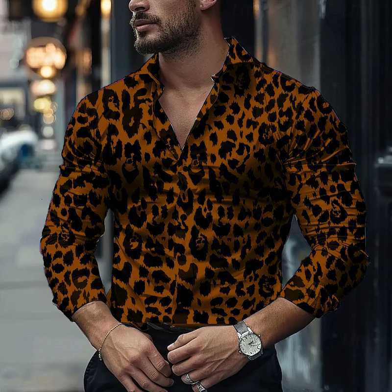 Fashion Mens Long-sleeved Shirts Leopard Pattern 3D Printed Single-breasted Shirts Casual Party Shirts Tops Mens Clothing K251110