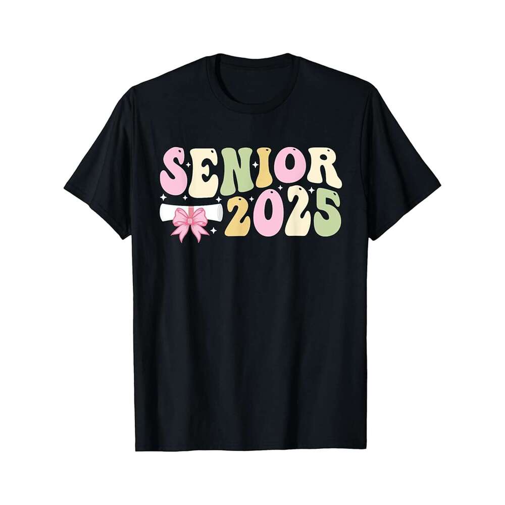 Designer T shirt Retro Groovy Senior 2025 High School Graduate Class of 2025 - 220g T shits