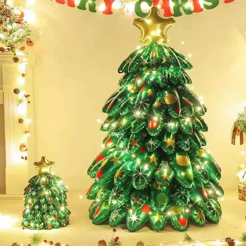 Christmas Christmas Tree Balloons 3D Standing Assemble Aluminum Film Balloon for Christmas Decorations Home New Year Party Decor Kids Gift Y251111