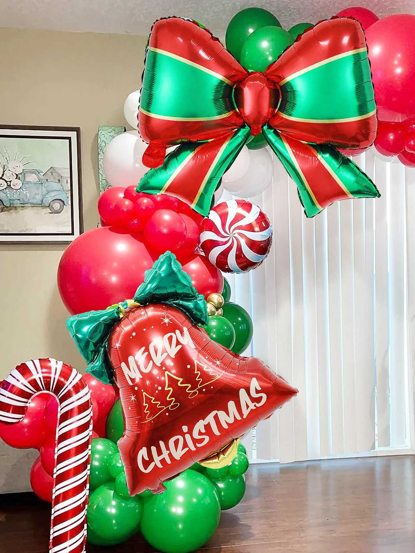 Christmas 1/2pcs Christmas Balloon Bow and Bell Foil Balloon Christmas Gift Decoration Bow Theme Party Decoration Christmas Gift Y251111