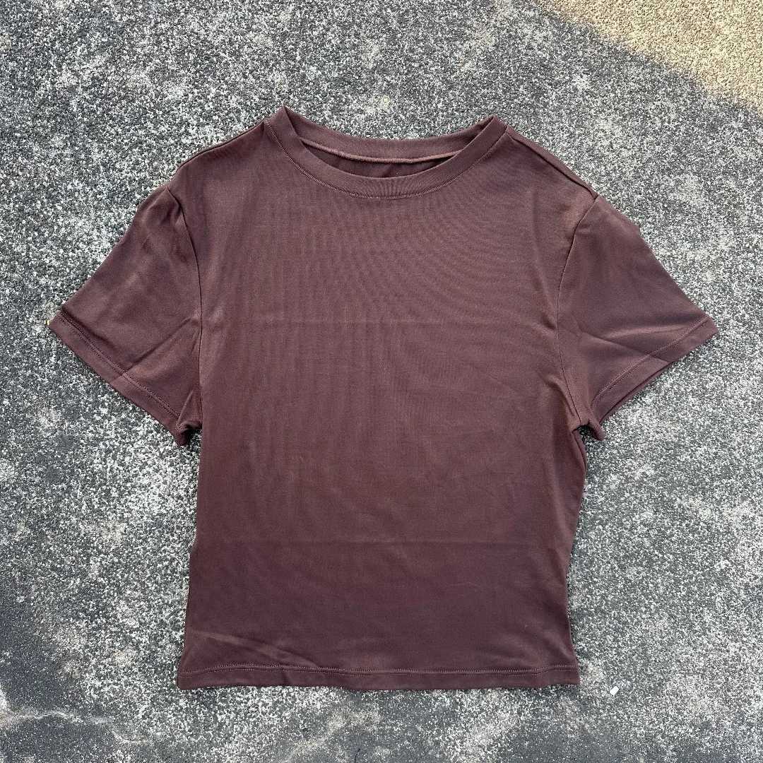 Solid Color Womens Soft Breathable Yoga Short Sleep Comprehensive Training Tight T-shirt with Exposed Abdominal Button for FitnessW250411