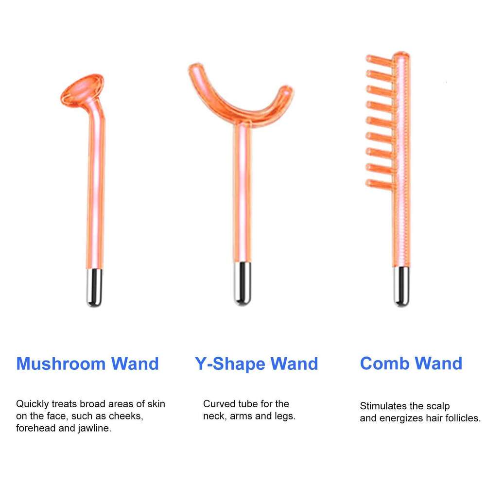 High Frequency Facial Spa Hine W/ LED Light Electrode Glass Tube Face Skin Care Wand Comb Acne Remover Beauty Instrument