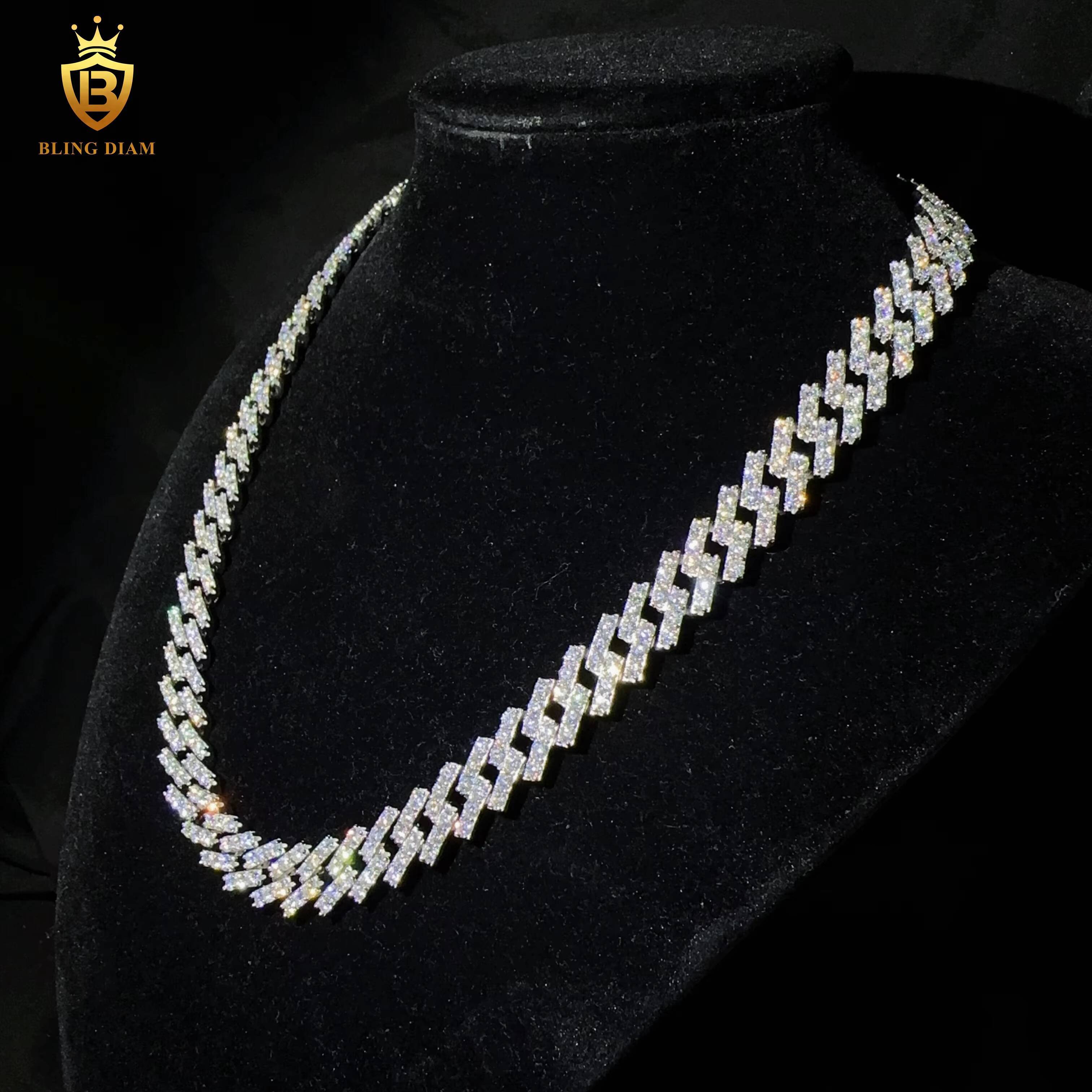126mm GAR Certificated Iced Out Hip Hop Jewelry VVS Moissanite Diamond Sterling Silver 925 Miami Cuban Link Chain Necklace