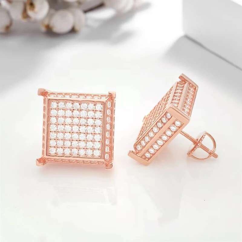 Hiphop 1.8ct Real D Color Moissanite Square Shape Stud Earrings Screw Back for Women Men 925 Sterling Silver Pass Diamond Tester