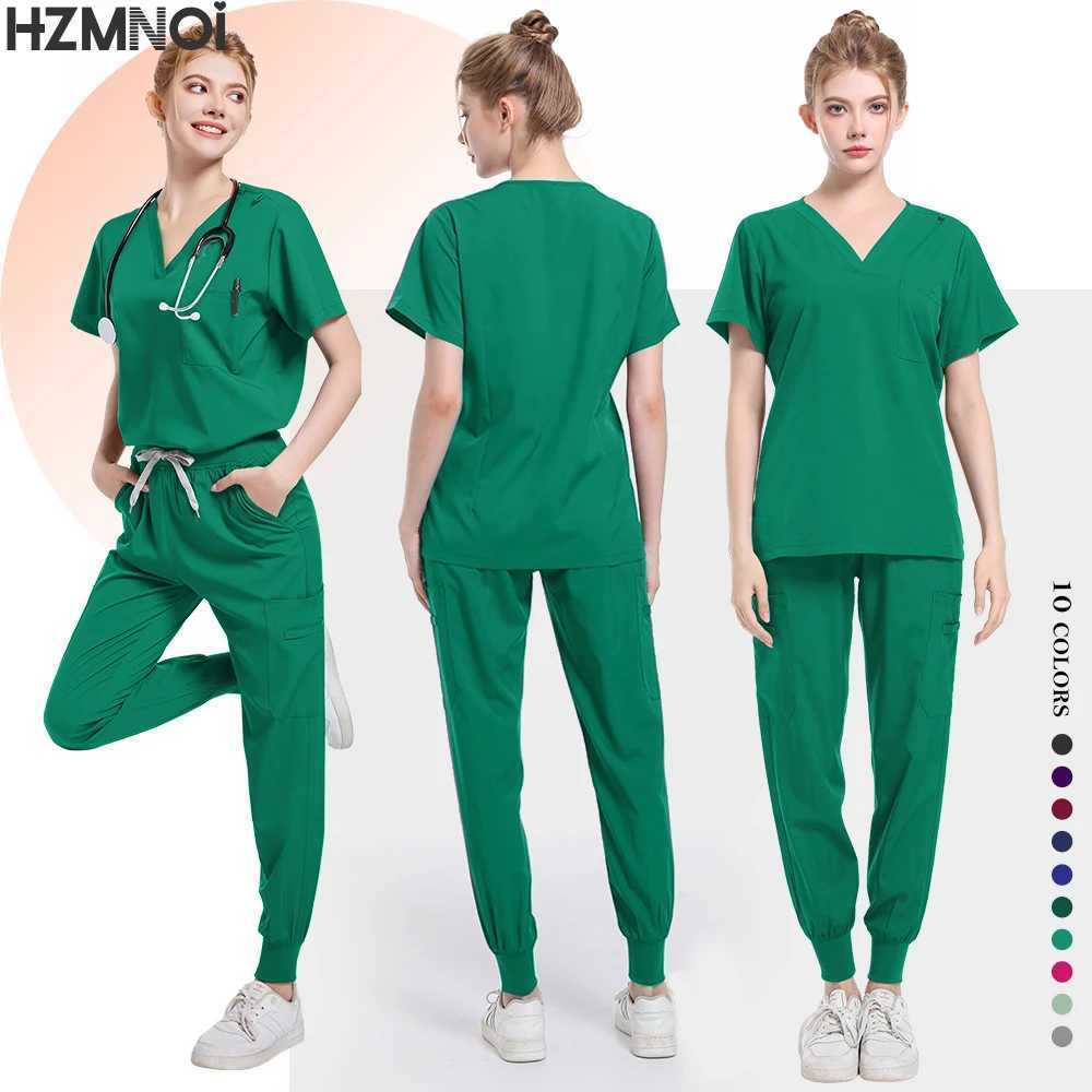 New Unisex Medical Uniforms for V-neck Nurse Scurbs Set Women Hospital Doctor Workwear Oral Dental Surgery Medical Uniforms X2504101