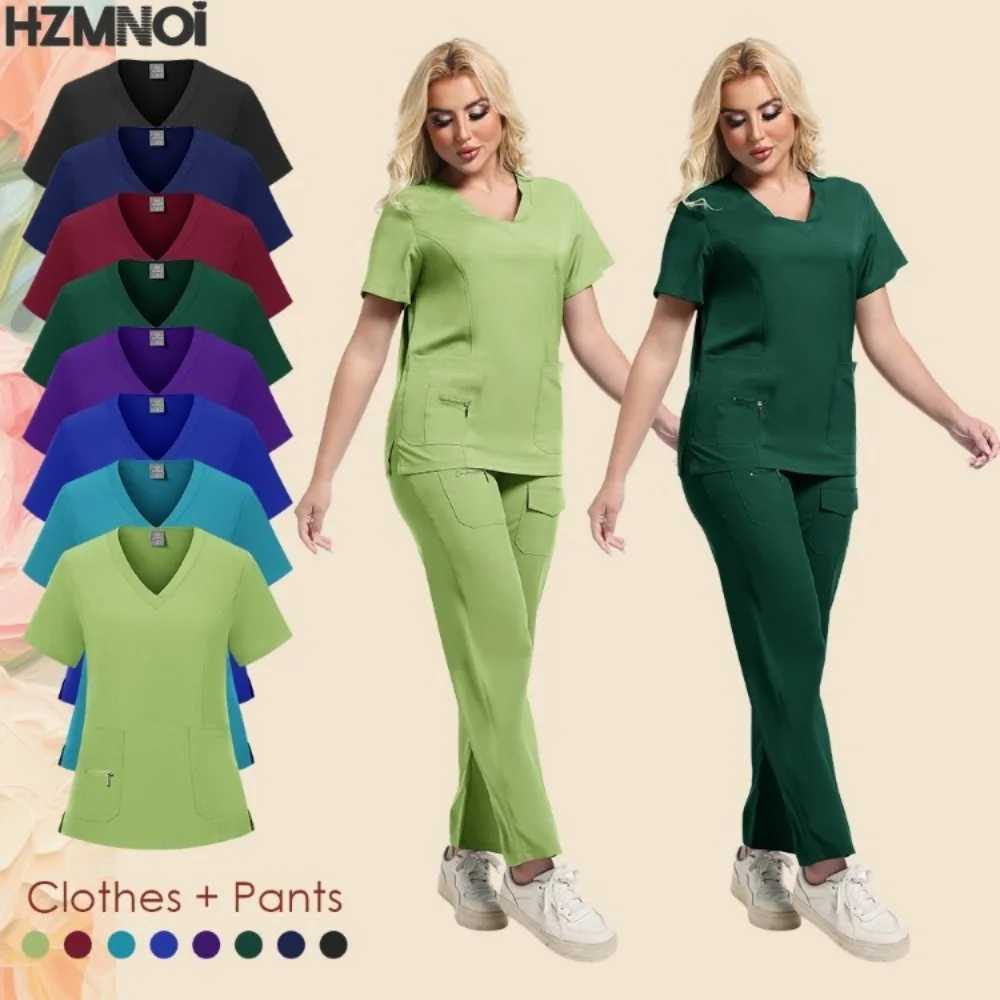 Surgical Uniforms Womens Scrub Set Medical Nurse Beauty Sn Workwear Clinical Scrubs Top Pants Spa Doctor Nursing Clinical Set X250410