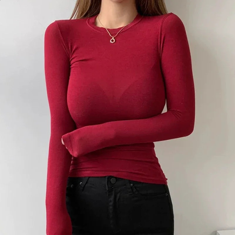 Womens summer long sleeved top ultrathin suitable for staff collar basic tight fitting solid color sports and leisure exercise yoga Tshirt 250411Z