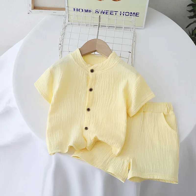 Baby and toddler 2-piece cotton high-dimensional pajama set with short sleeved round neck soft and breathable boy and girl 0-5Y beach wearXJ250410