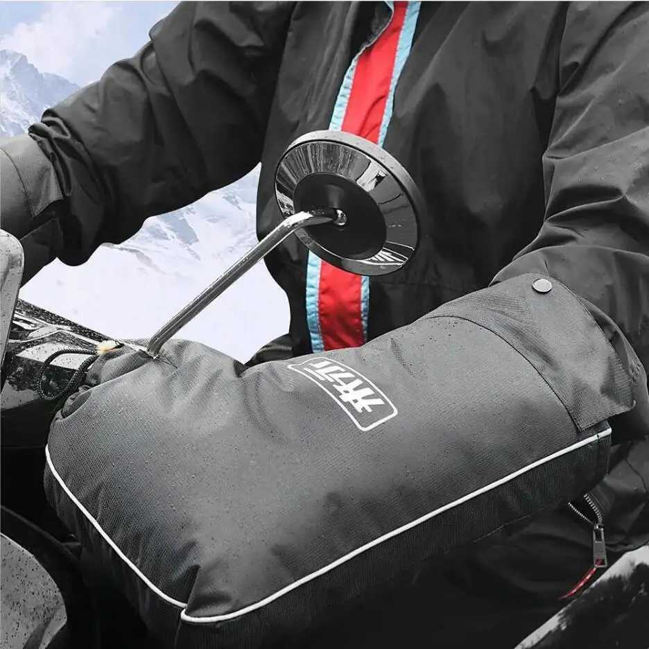 Motorcycle Scooter Thick Warm Handlebar Muff Grip Handle Bar Muff Rainproof Riding Protective Winter Warmer Thermal Cover Gloves S25118{category}