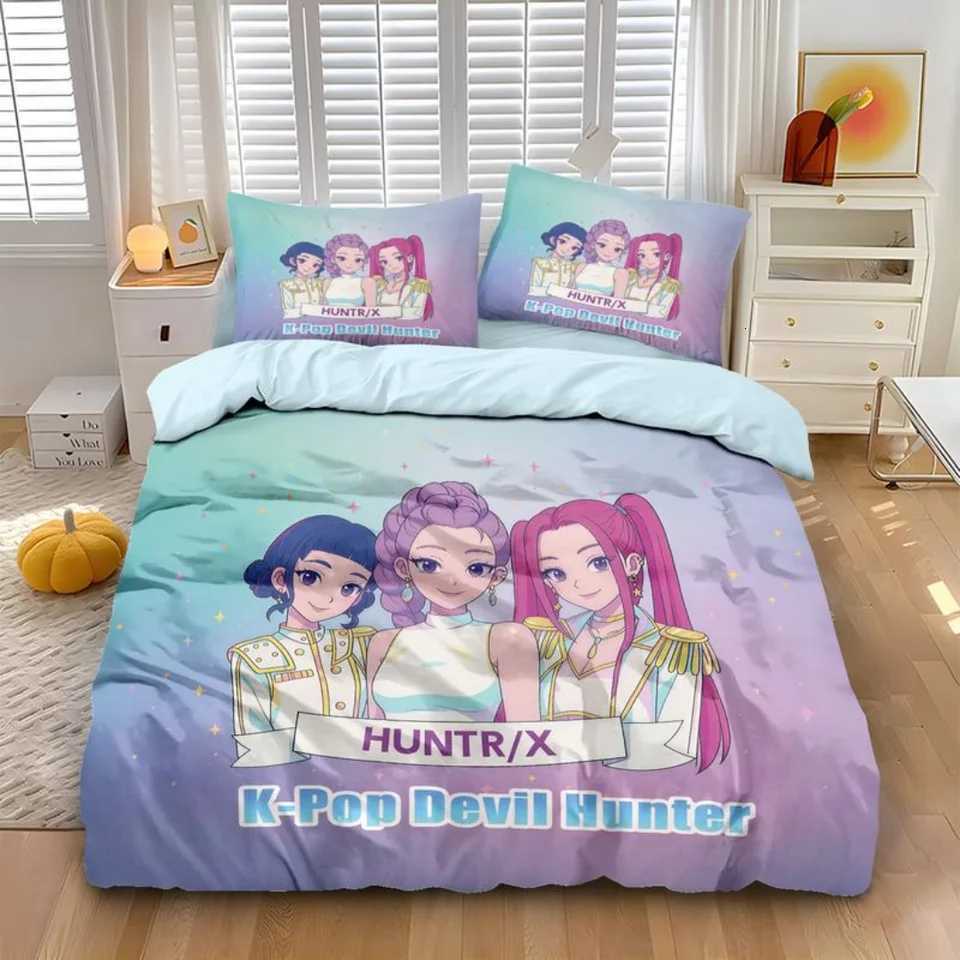 KPop D-Demon Hunters Bedding Set Single Halloween Costume Bedding Set - 2-3 Piece Comforter Quilt Duvet Cover Case Sets H251111