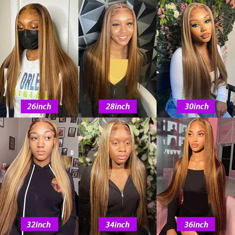 200 Highlight Ombre 360 Full Lace Front Wig 40 Inch 13x6 Bone Straight Hd Lace Frontal Colored Human Hair Wigs Honey Blonde WigT251111