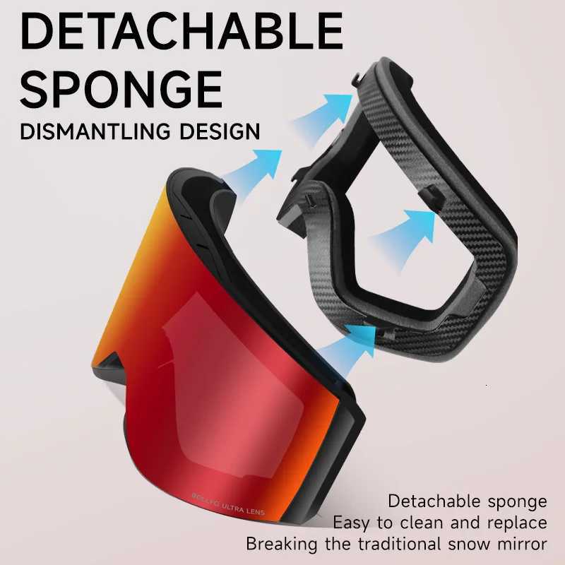 UV400 Magnetic Flip Cover Ski Goggles with Double Layer Lens Skiing Anti-fog Snowboard Goggles for Men Women Ski Glasses Eyewear K251110