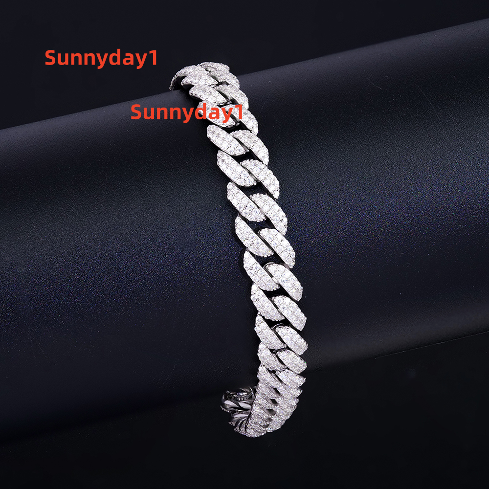 XINGYUEGEM Wholesale 8MM 7in Full Diamond Chain Link 925 Sterling Silver Cuban Mossianite Bracelet Fine Jewelry Bangles for Gift