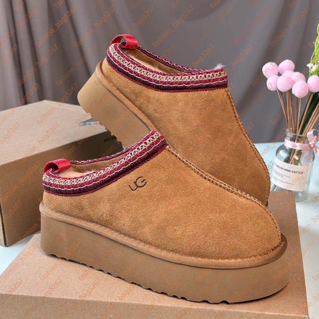 Snow Boots Tazz Tasman Designer Slippers Woolen Boots Thick Bottom Platform Autumn Winter Warmth Woolen Support Woolen Boots for Men and Women