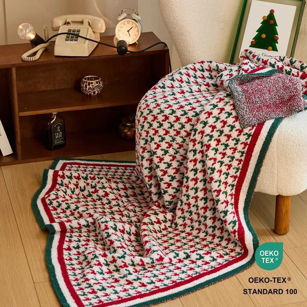 Snowflakes Blanket Soft Microfiber Knit Pinetree Houndstooth Christmas Decor Warm Throw Blanket for Couch Sofa Chair Bed 51x63in C251111