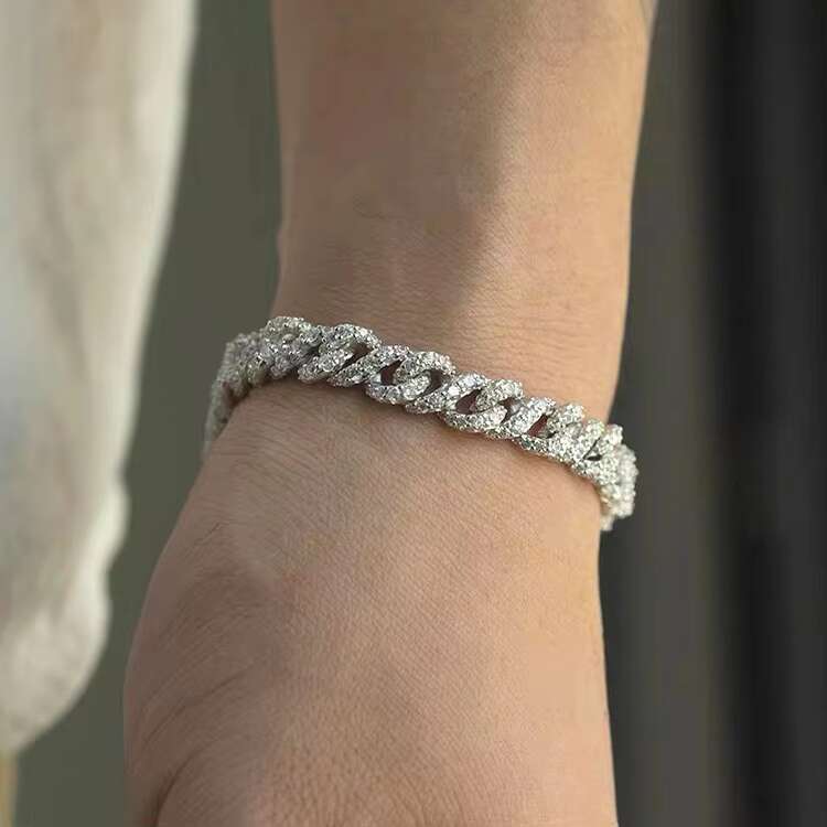 Hot Sale VVS Moissanite Diamond 925 Sterling Silver 9mm Width Cuban Link Chain Men Necklace Cuban Link Chain