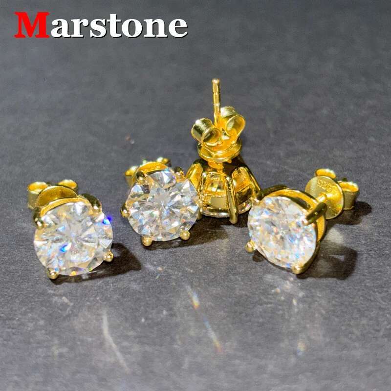 0.5-2CT Moissanite Diamond Stud Earings D Color VVS1 Womens Earrings Original 925 Silver 18K White Gold Top Quality Girl Gift