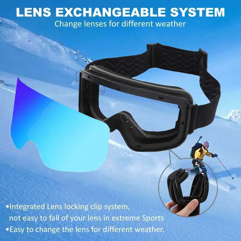 New Ski Goggles Double-layer Cylindrical Lens Anti Fog Adult Youth Anti-Fog Snow Sports Snowmobile Snowboard OTG Glasses Eyewear K251110