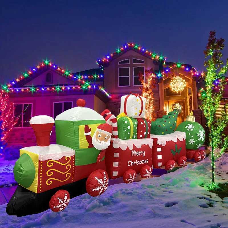 Christmas Christmas Decorations Santa Drive Train 36M/12FT Built-in LEDs Inflatable Toys Model Outdoor Ornament Xmas Party Garden Decor Y251111