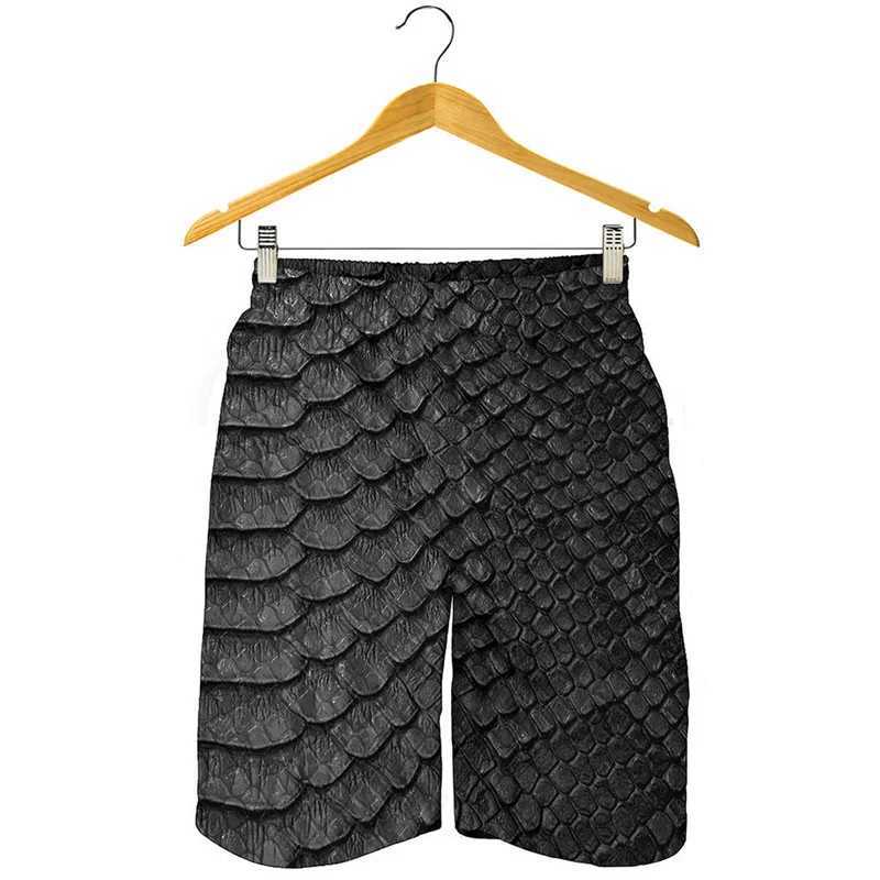 Black white punk snake skin 3D printed beach shorts mens summer swimming shorts cool street shorts quick drying surfboard shortsW250410