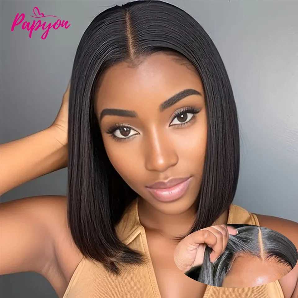 Short Bob Wigs Straight Glueless Wig Ready To Wear Human Hair Wigs Pre Cut 4x4 Elastic Drawstring Upgraded No Glue Lace Air WigT251111