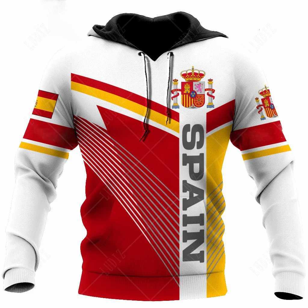 New Skull Hoodies Mens Hoodie 3D Print Spain Flag Tops Autumn Streetwear Hooded Hoodie M251111