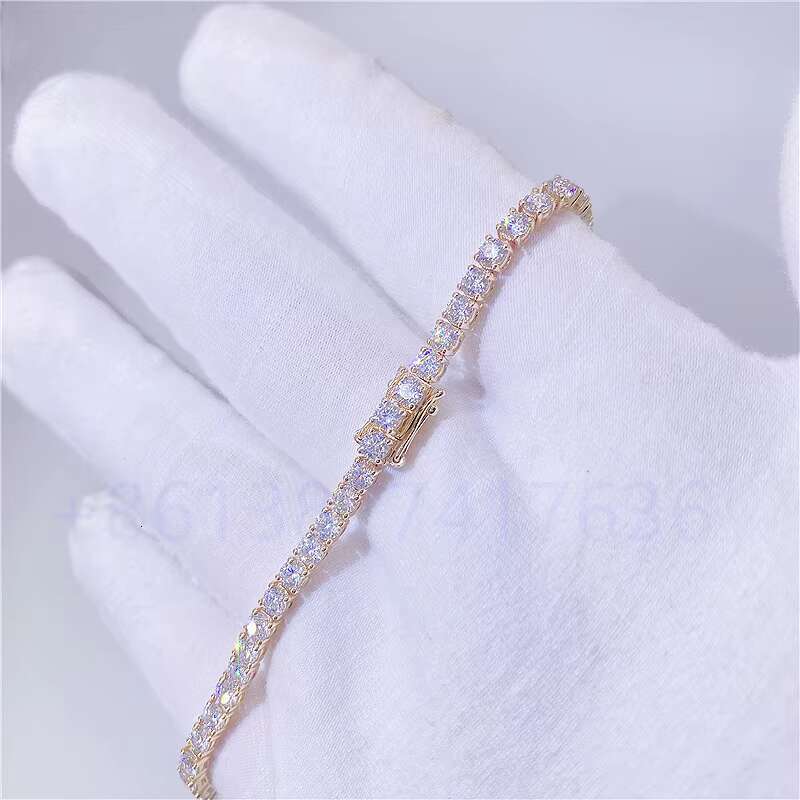 Real 10K Yellow Gold 3mm 4mm 5mm VVS Moissanite Bracelet Tennis Gold Bracelets