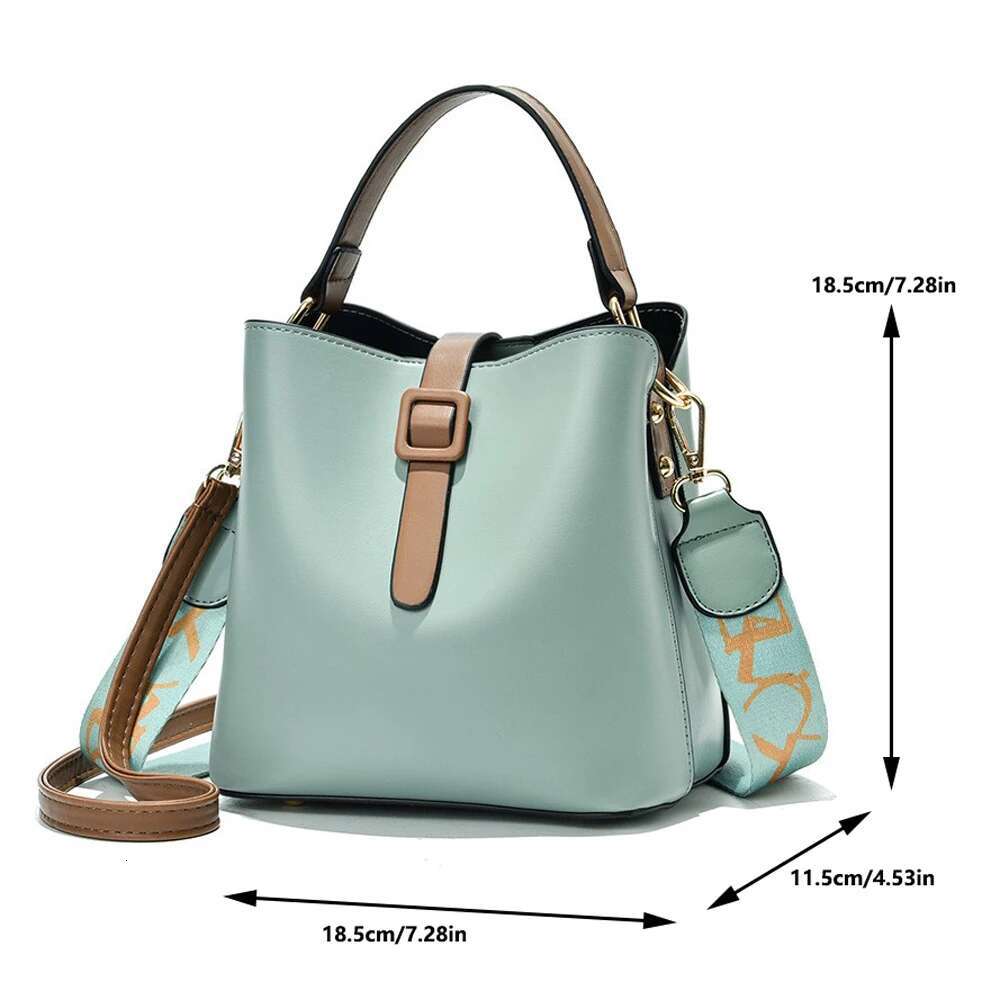 2025 New Elegant Designer Women's Bucket Bag Detachable Wide Shoulder Strap Fashion Solid Color Crossbody Bag Handbag1