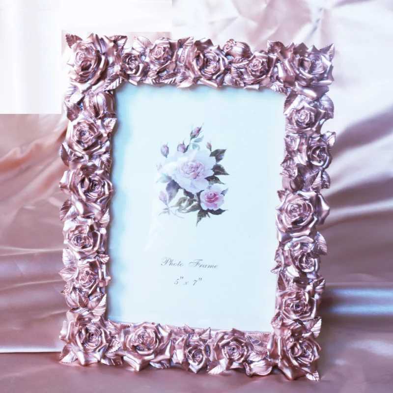 6/7 Inch American Style Rose Gold Modeling Creativity Light Luxury Setting Stage Garden Lady Photo Frame L251110 H260306