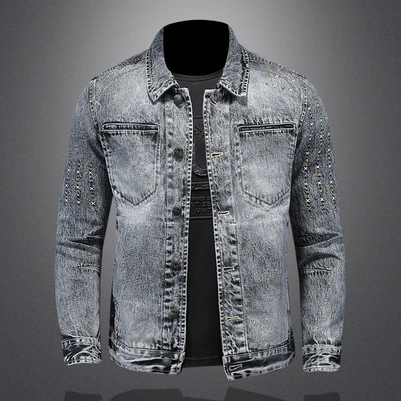 The main promotional activities for the trends of spring and autumn include all fashionable handsome denim jackets mens clothing 250401