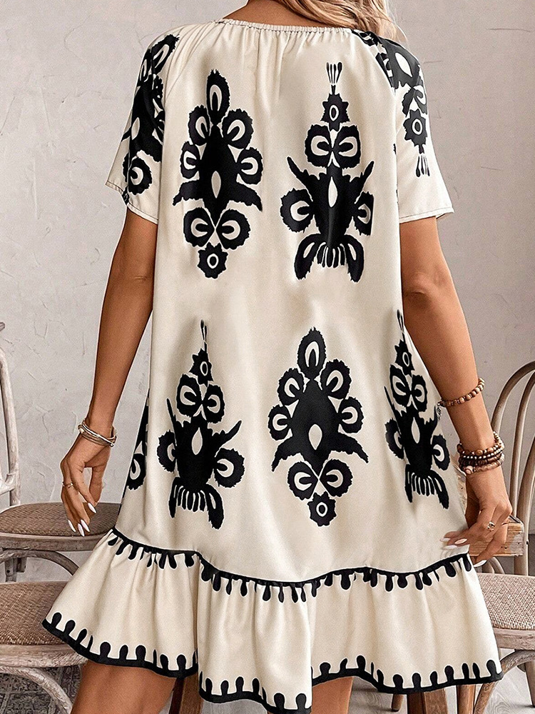 G481American Style Retro Design Women's Casual Straight Skirt with Geometric Pattern