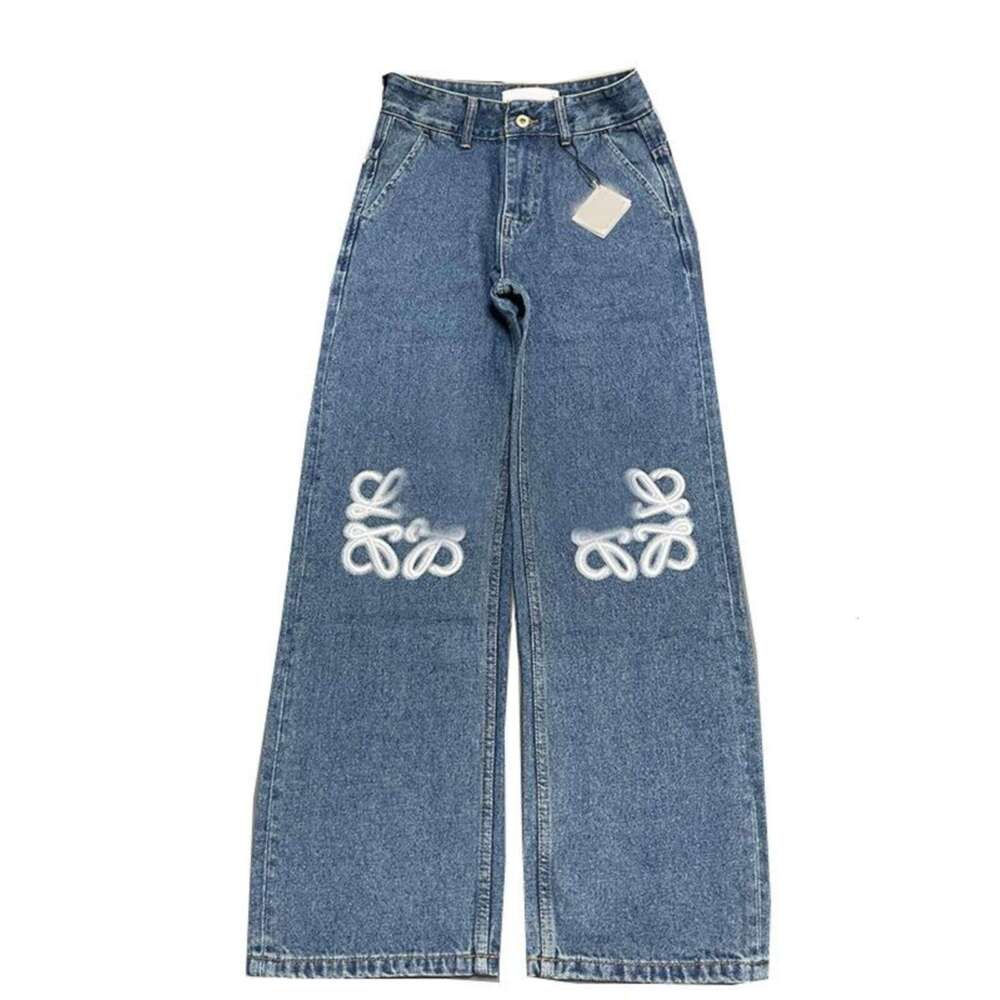 Women's jeans Women's Wear South Oil High Waist Straight Tube Wide Leg Jeans Women's Classic Pattern Embroidery 25 Niche Design Trendy 