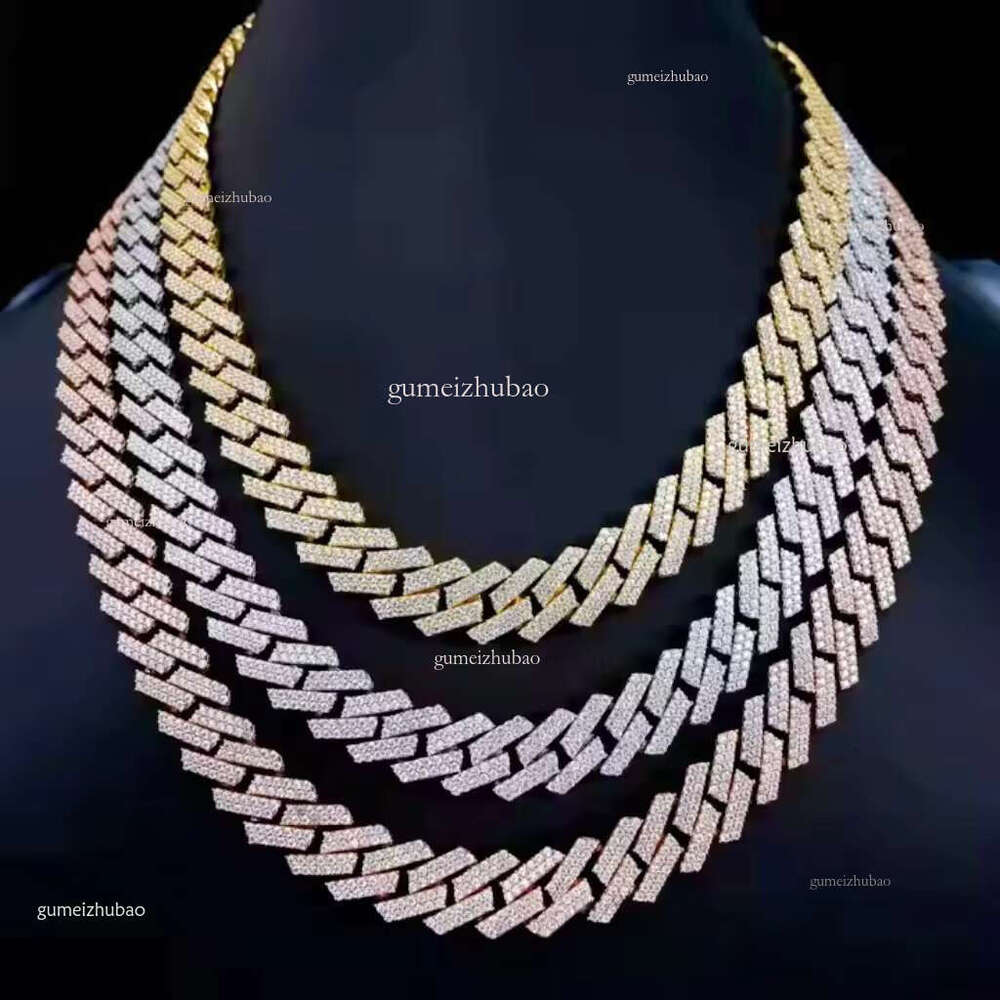 High Quality Cubana Hop Jewelry 6-20mm Sterg Sier VVS Moissanite Iced Out Cuban k Chain Necklace for Men