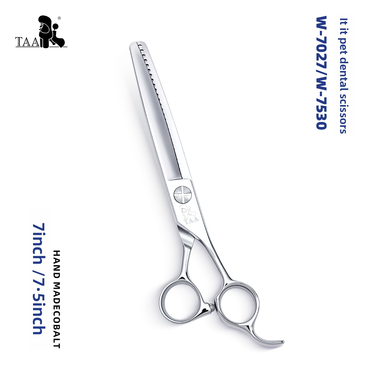 Professional Pet Grooming Dental Scissors, 7/7.5 Inch Cobalt Alloy Dog Cat Hair Trimming Shears, Precision Pet Grooming Tool -W7027/W7530