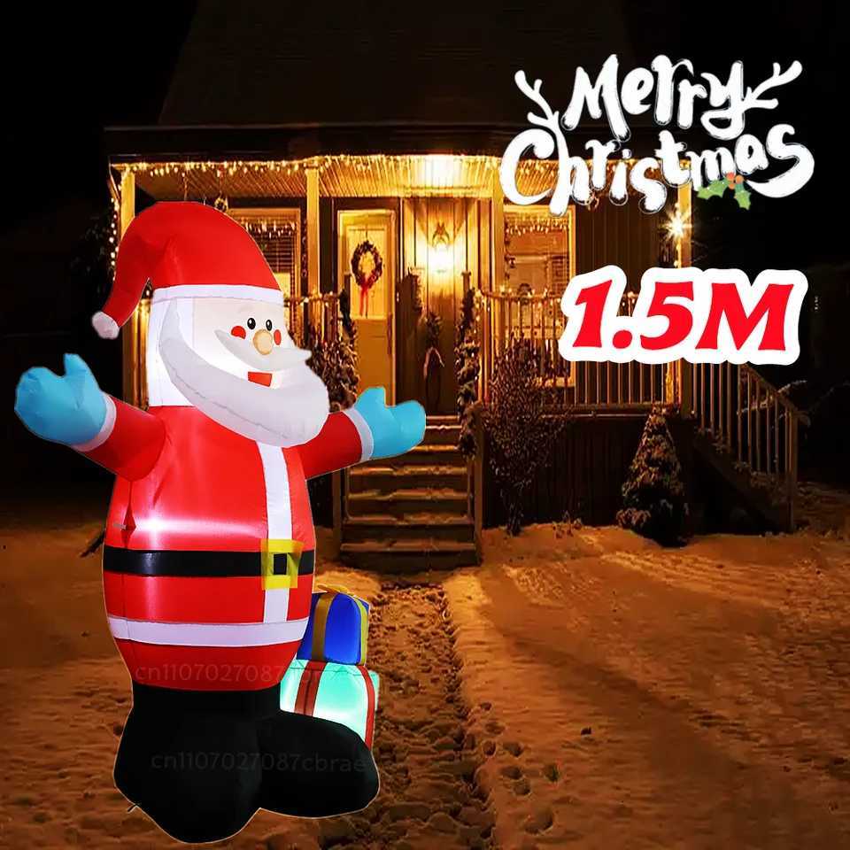 Christmas 15M Christmas Inflatable Santa Claus With Gift Bag Built-in LED Lights For Indoor Outdoor Garden Lawn Classic Xmas Decoration Y251111