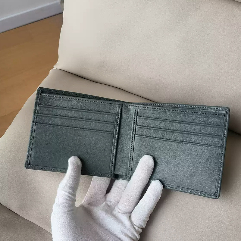 2025 Genuine leather hand-woven wallet multi-card slot card holder card case one-inch photo integrated bag short style