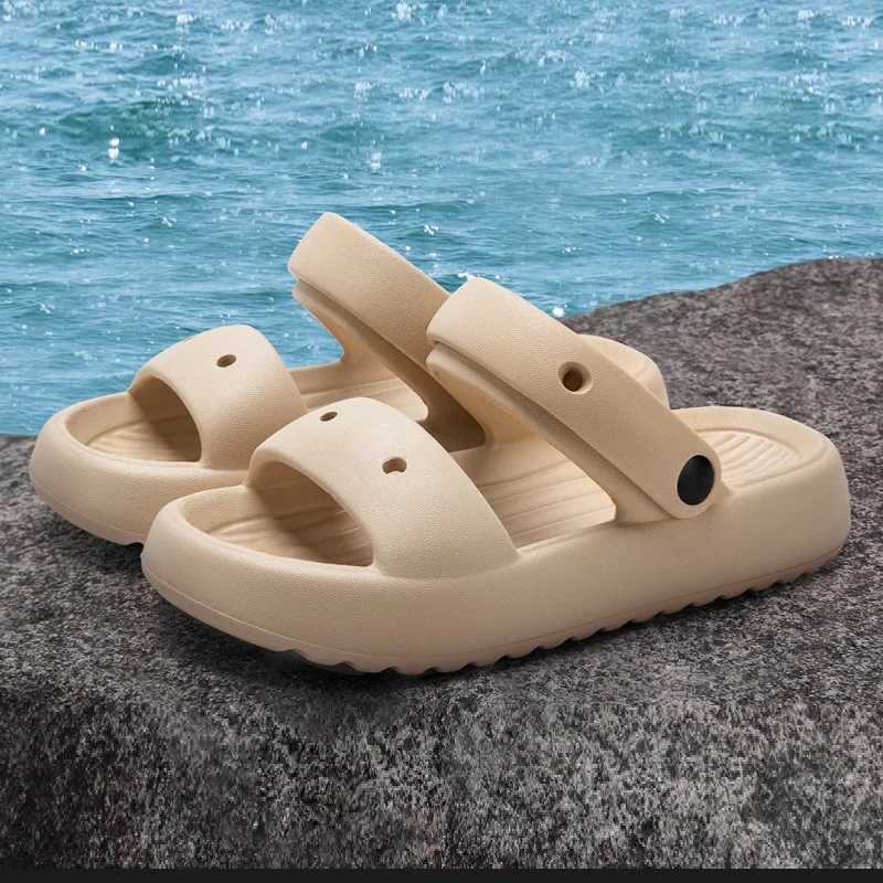 DIY Double Belt Sliders for Womens Summer Outdoor Sandals for Casual Thick Bottom Beach Leisure Waterproof EVA Herringbe SlidersXJ250410