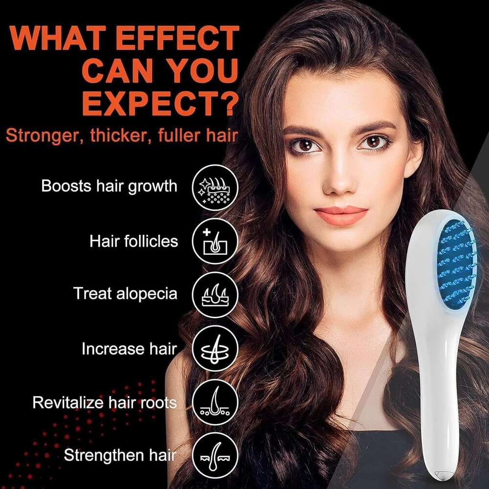 Electric Laser Growth Anti Loss Therapy Comb Infrared 650nm 470nm LED Red Light Vibration Massage Hair Care Brush