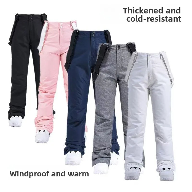 Winter Plus Size Ski Pants Men Women Relaxed Fit Thermal Insulated Windproof Snowboard Trousers with Adjustable Suspenders 251107