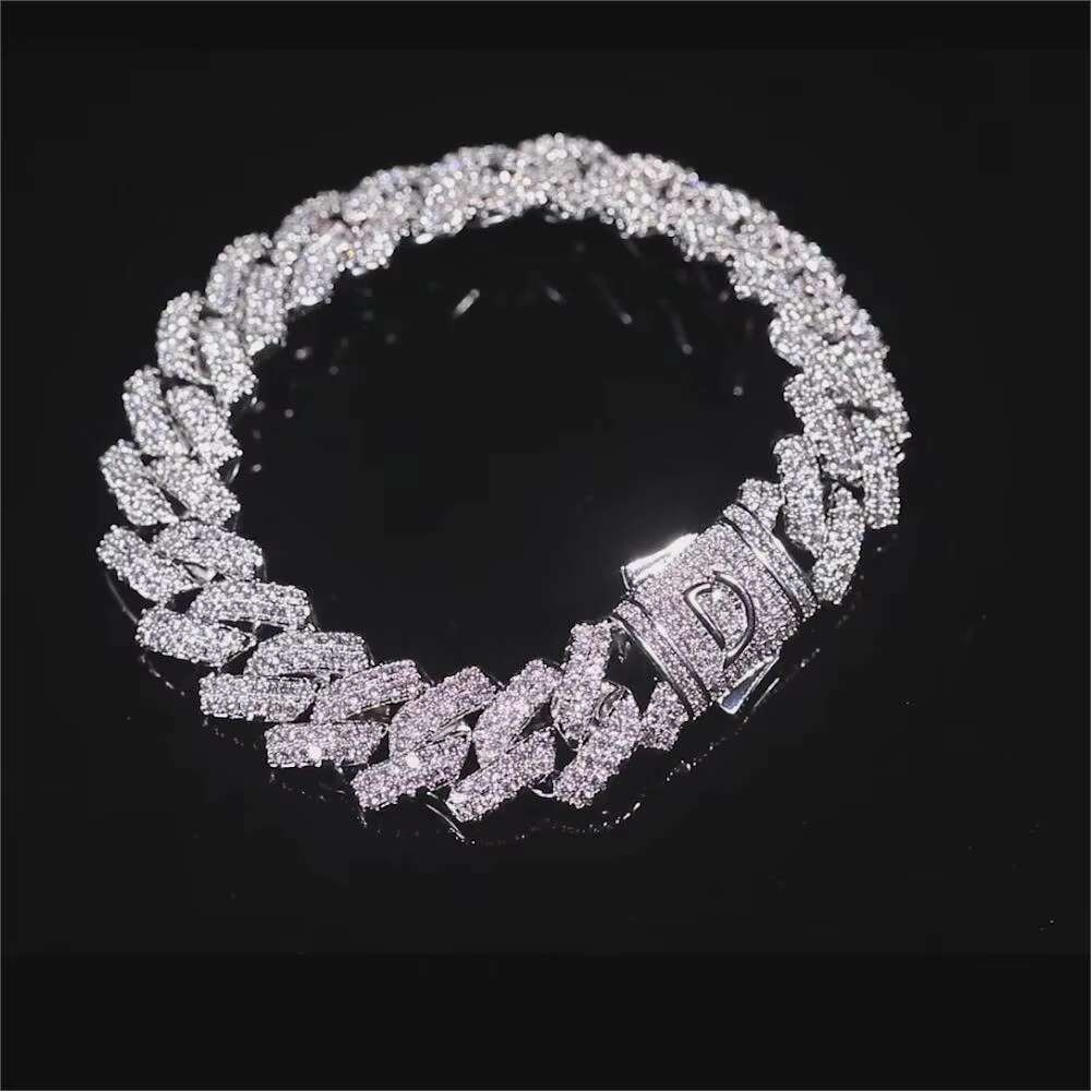 13MM VVS Moissanite Cuban Bracelet 925 Sterling Silver Hiphop Iced Out Dazzling Moissanite Cuban Bracelet