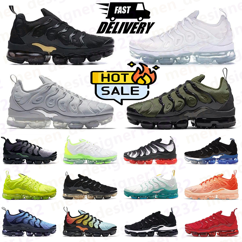 Designer tn Running Shoes Plus Mens Trainers Triple White Overbranding Black Black Volt Sole Citrus Mens Trainers Sneakers 36-45