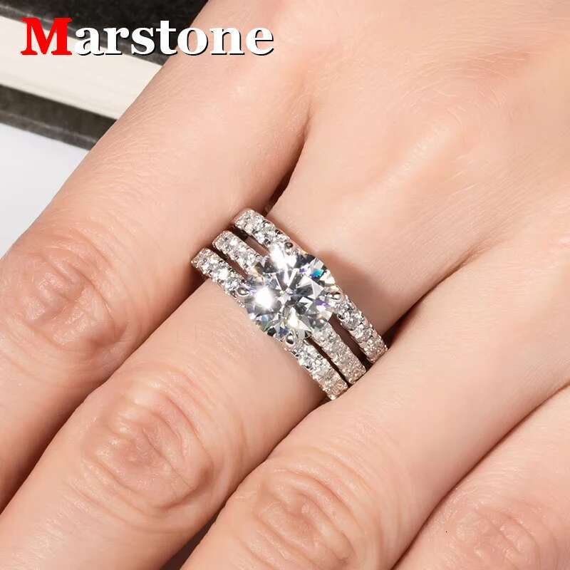 3ct Full Moissanite D Color Womens Luxuary Ring Set Bridal Sets Wedding Band 925 Silver Rings Fine Jewerly with GRA for Women