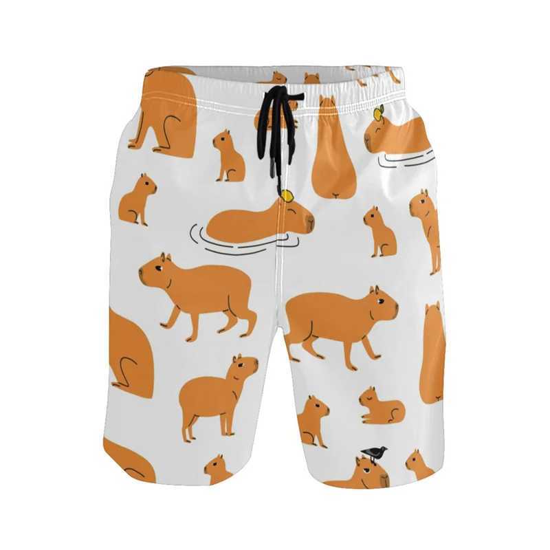 Cartoon animal 3D printing Capybara beach shorts mens cool summer surfboard shorts quick drying sports loose swim trunks childrens clothingW250410
