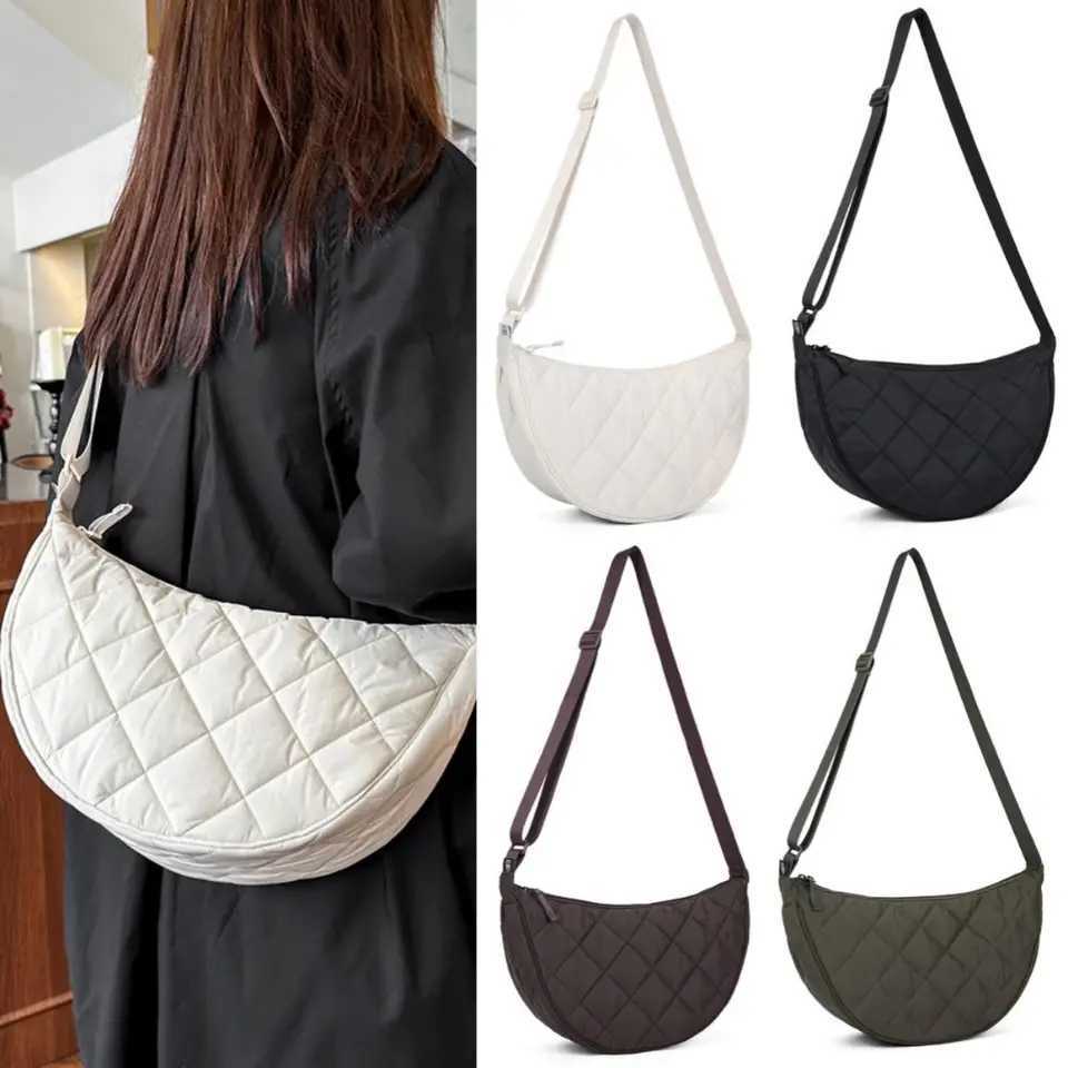 Large Capacity Waist Half Moon Belt Bag Plaid Crossbody Bag Nylon Casual Travel Bags for CommutingT251110