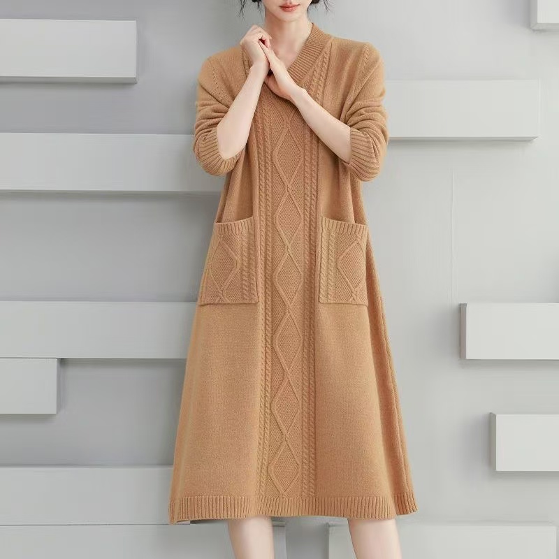 plus size women's new long sleeve high waist printed banquet dress mid-length skirt D02820