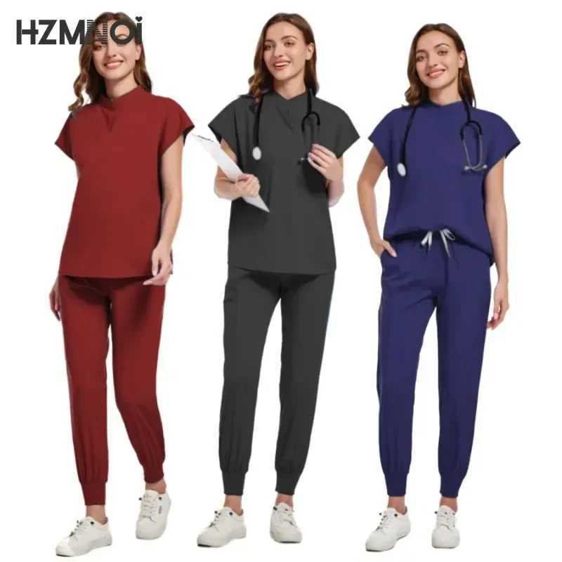 New Tops+pant Medical Uniform Surgery Scrubs Shirt Short Slve Pet Shop Doctor Nurse Nursing Uniform Set Women Workwear Scrub X250410