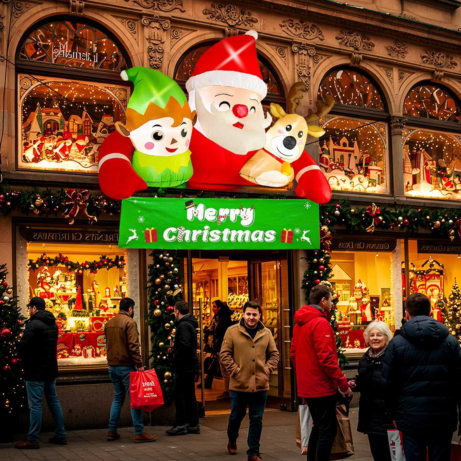 Christmas OurWarm 72FT Christmas Inflatable Outdoor DecorationDetachable Banner Inflatable Santa Claus Outdoor with Elf Reindeer Decor Y251111