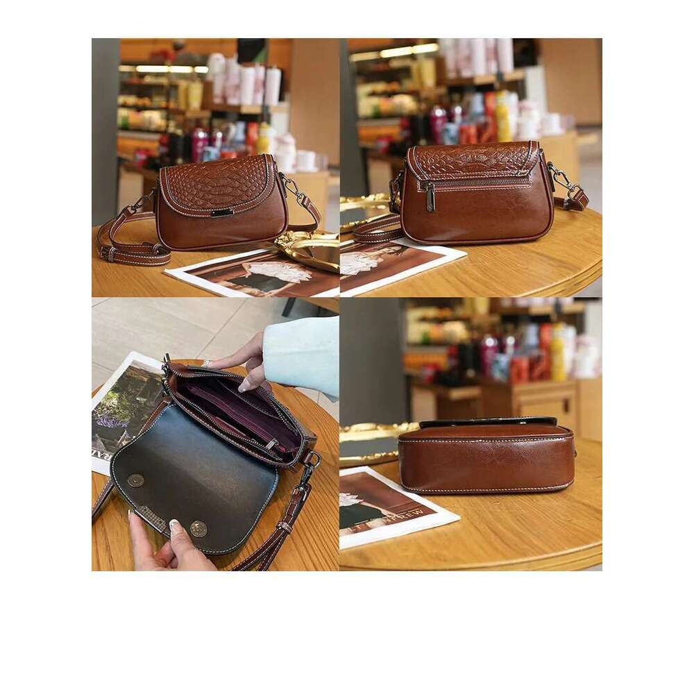 Summer Lightweight Messenger Oil Wax Skin Leather Shoulder Crossbody Bag High Quality Cowhide Casual Women's Handbag
