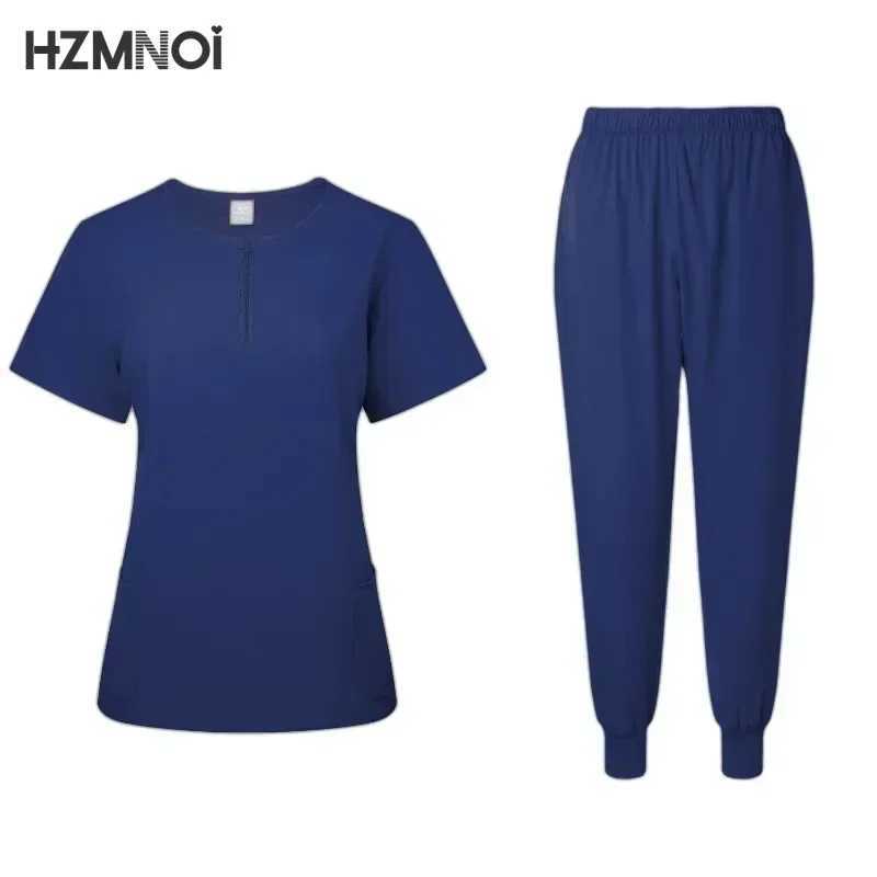 Top + Pant Spa Doctor Nursing Tunic Suit Surgical Uniforms Woman Scrub Set Medical Nurse Beauty Sn Workwear Clinical Scrubs X250410